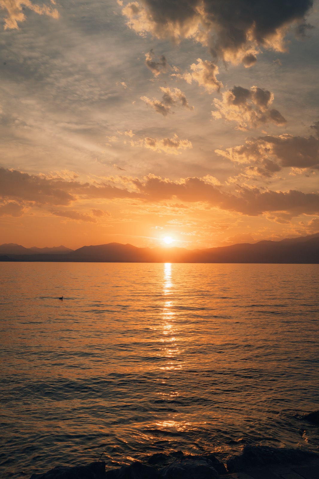 Il sole che cala sul Lago di Garda